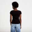 T-shirt ajust&eacute; col v manches courtes noir femme