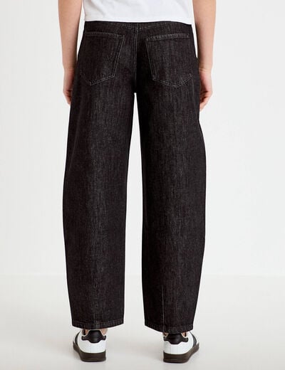 Jean barrel cropped taille standard denim noir femme