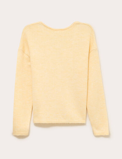 Gilet boutonn&eacute; avec col en V jaune pastel femme