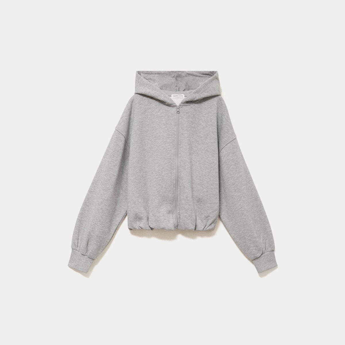 Sweat &agrave; capuche bas resserr&eacute; gris fonc&eacute; femme