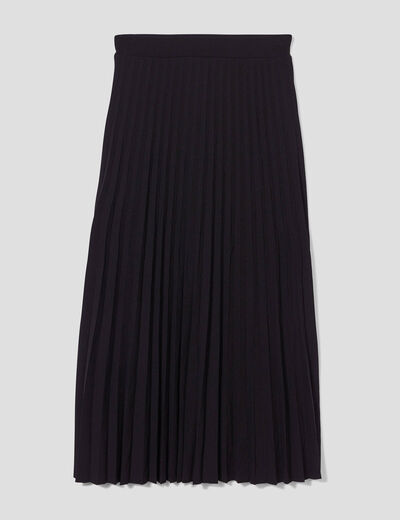 Jupe longue &eacute;vas&eacute;e pliss&eacute;e noir femme