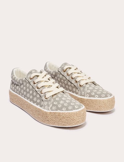 Baskets espadrilles plates beige femme