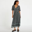 Robe longue &eacute;vas&eacute;e col v voile noir femme