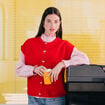Gilet ample sans manches rouge femme