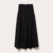 Jupon &eacute;vas&eacute; taille smock&eacute;e noir femme