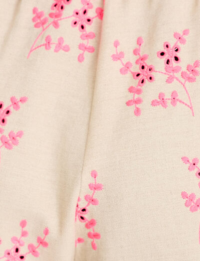 Short flare avec broderie rose femme