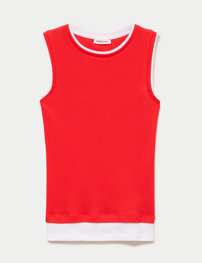 D&eacute;bardeur ajust&eacute; col rond rouge femme