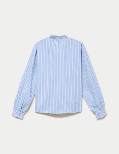 Chemise droite manches longues bleu femme