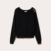 Pull fin col rond manches longues noir femme