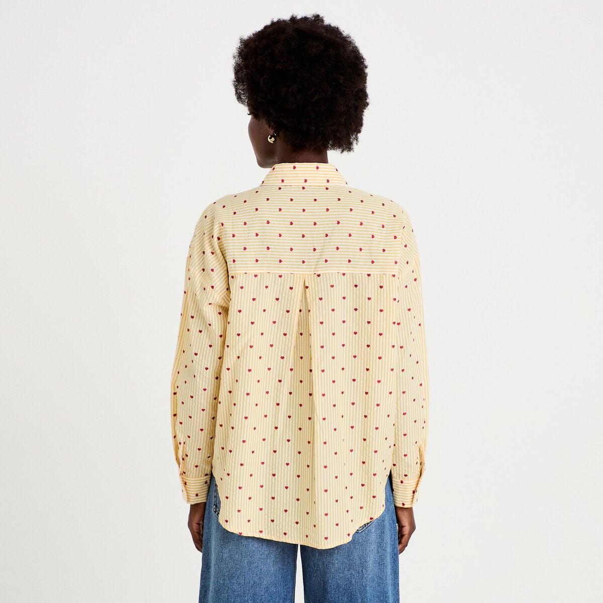 Chemise oversize manches longues jaune femme