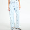 Jean wide leg brod&eacute; Bridgerton bleu clair femme