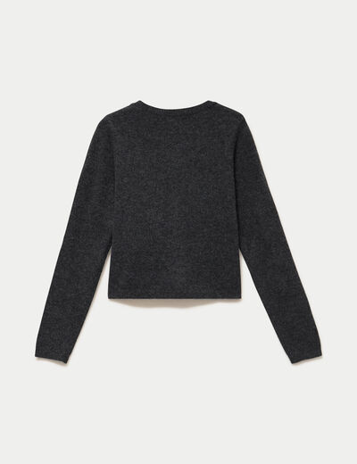 Gilet boutonn&eacute; manches longues gris fonc&eacute; femme