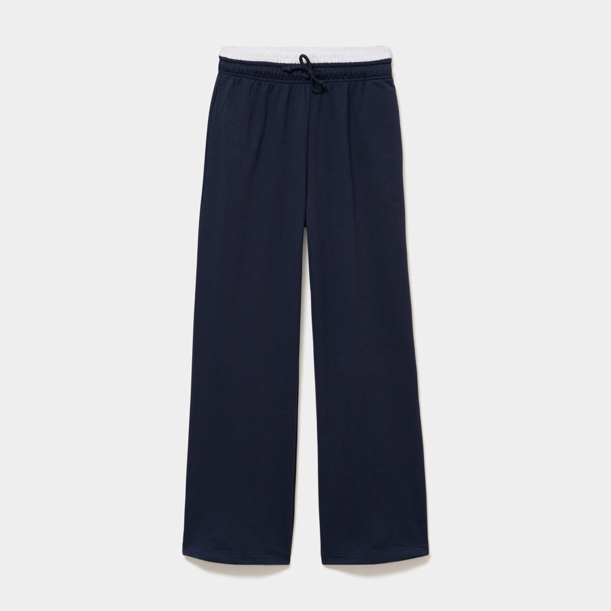 Pantalon large style jogging bleu marine femme