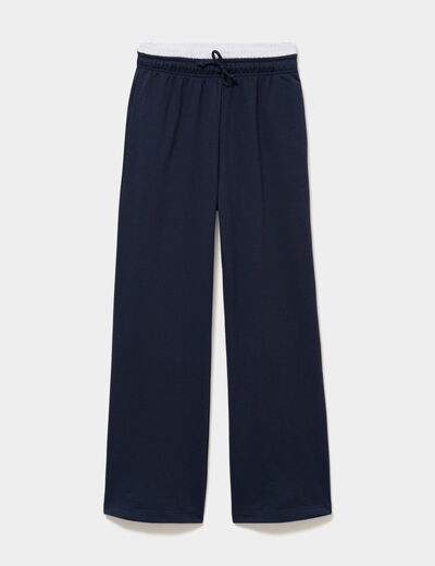 Pantalon large style jogging bleu marine femme