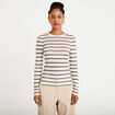 T-shirt ajust&eacute; col rond manches longues ivoire femme