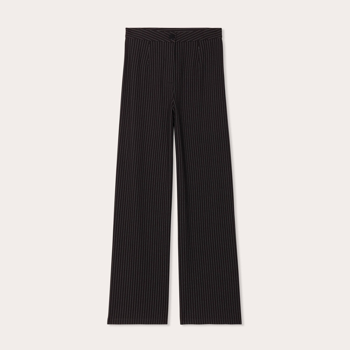 Pantalon large taille haute noir femme