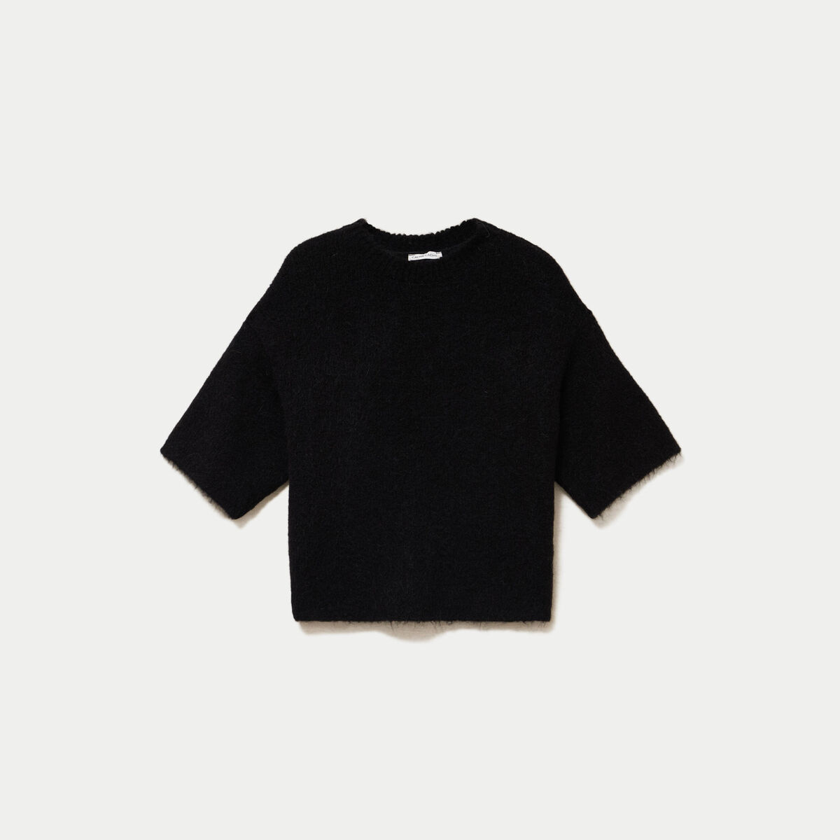 Pull manches courtes noir femme