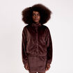 Veste fausse fourrure marron fonc&eacute; femme
