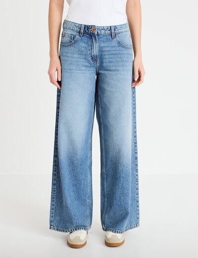 Jean wide leg taille standard denim double stone femme