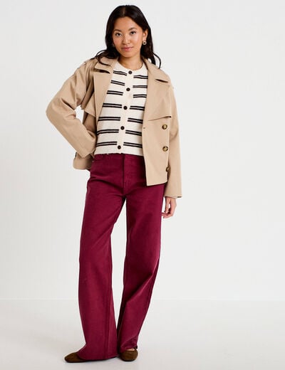 Gilet manches longues ecru femme