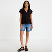 Blouse ample col v manches courtes noir femme