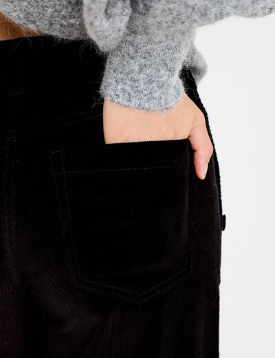 Pantalon bootcut taille haute velours noir femme