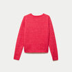 Gilet col rond manches longues rouge femme