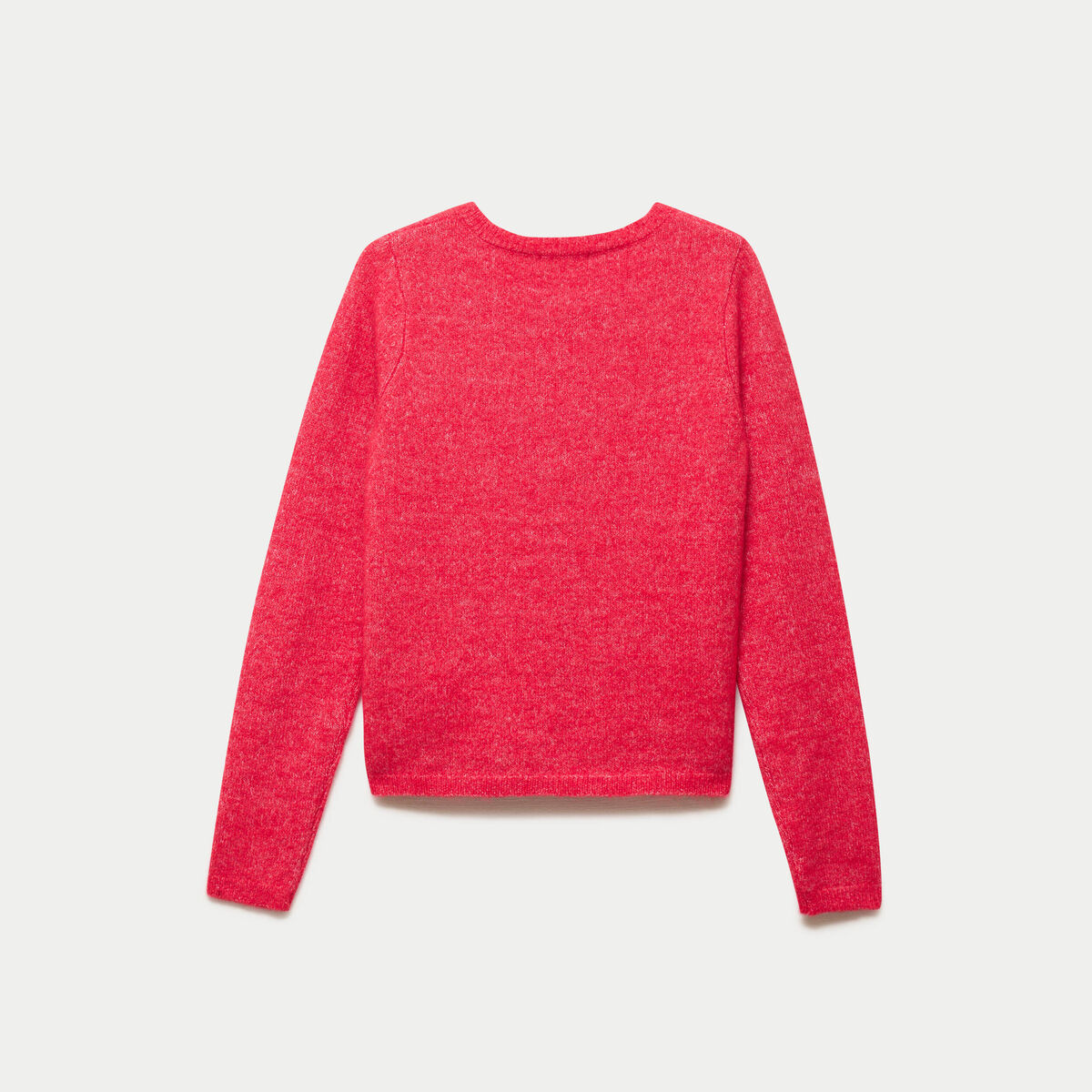 Gilet col rond manches longues rouge femme
