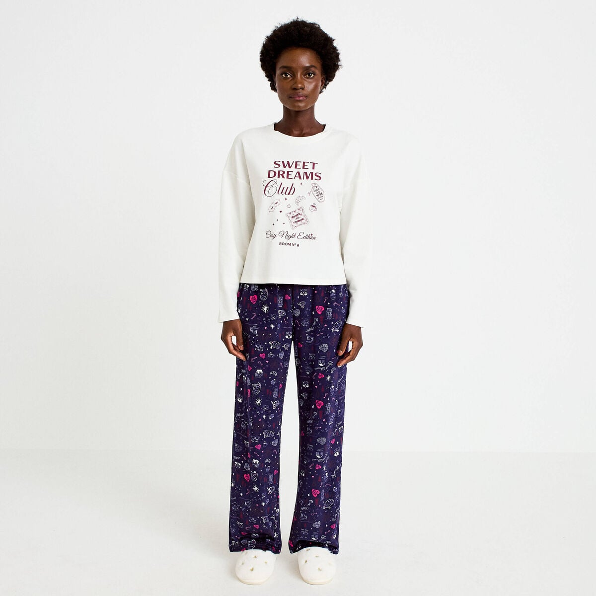 Lot de 2 pyjamas manches longues bleu femme