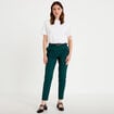 Pantalon cigarette ceintur&eacute; vert fonc&eacute; femme
