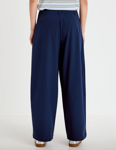 Pantalon barrel taille standard bleu marine femme