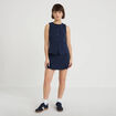 Gilet court cintr&eacute; sans manches bleu marine femme