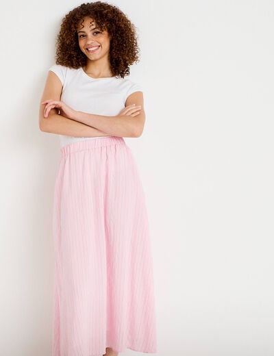Jupon &eacute;vas&eacute; longueur 3/4 rose femme