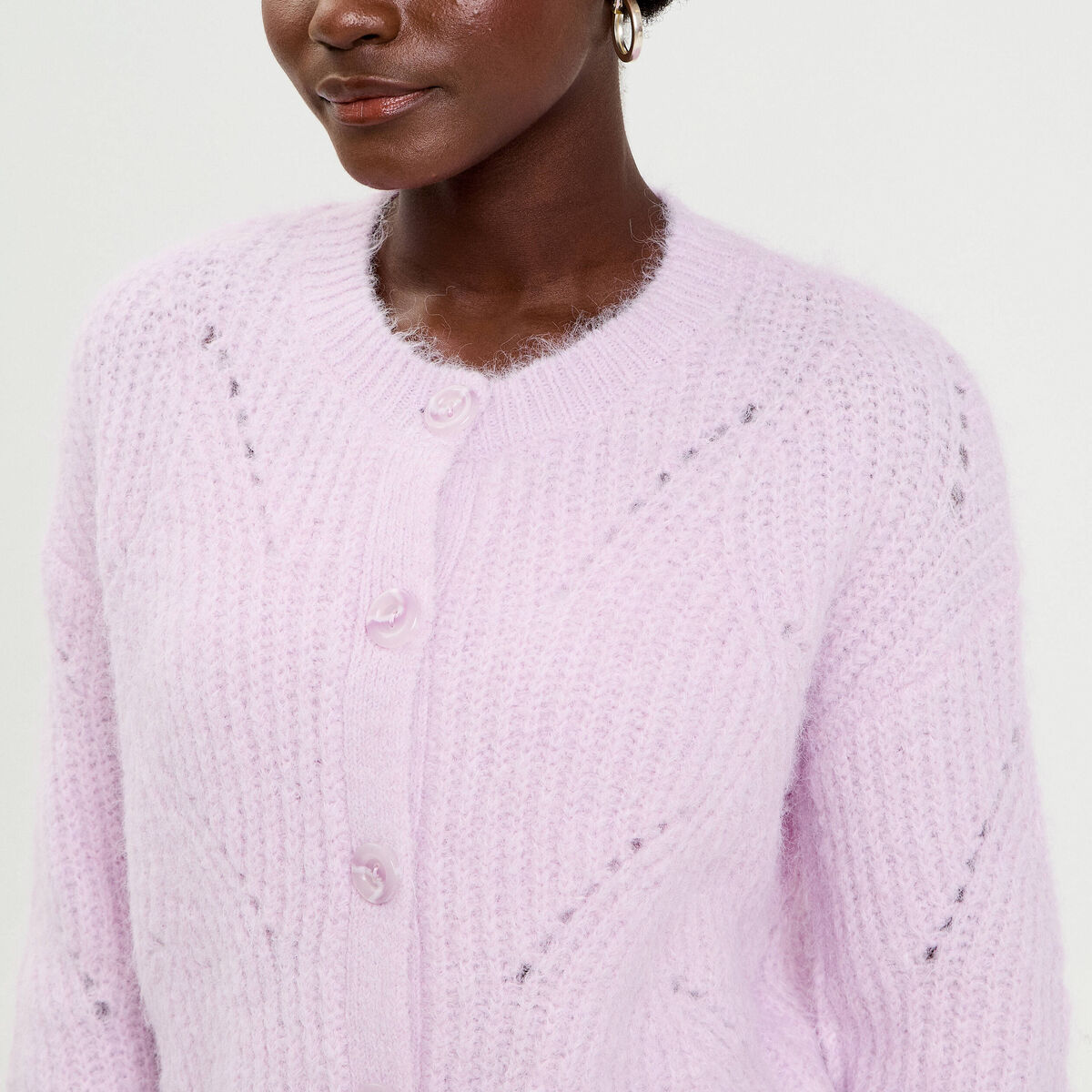 Gilet ajour&eacute; manches longues parme femme