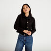 Veste droite en tweed col classique noir femme