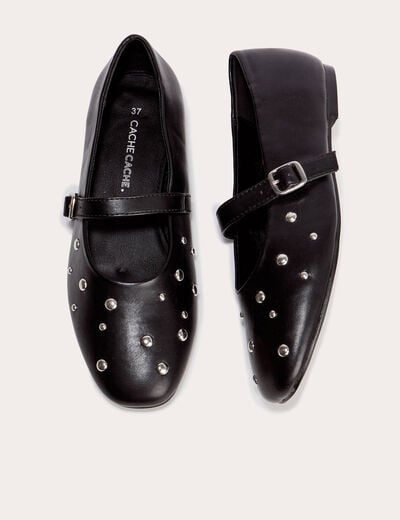 Ballerines &agrave; d&eacute;tails clout&eacute;s noir femme