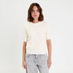 Pull dentelle manches courtes ecru femme