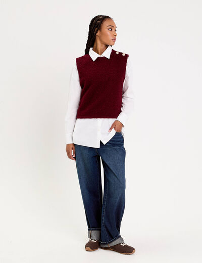 Pull sans manches violet fonc&eacute; femme