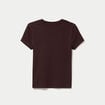 T-shirt c&ocirc;tel&eacute; ajust&eacute; manches courtes marron fonc&eacute; femme