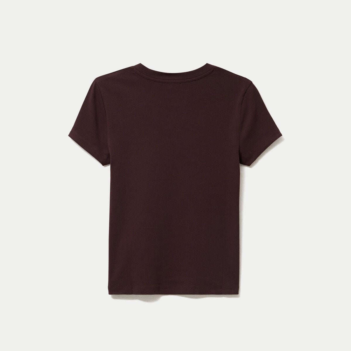 T-shirt c&ocirc;tel&eacute; ajust&eacute; manches courtes marron fonc&eacute; femme