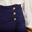 Jupe-short trap&egrave;ze en maille bleu marine femme