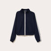 Veste zipp&eacute;e d&eacute;tail dentelle bleu marine femme