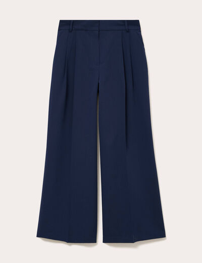 Pantalon large &agrave; pinces bleu marine femme