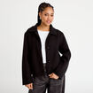 Veste droite courte col classique noir femme