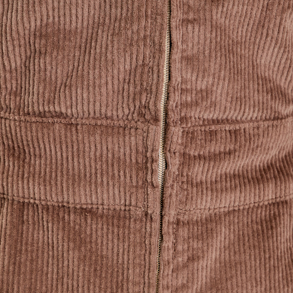 Robe zipp&eacute;e en velours taupe femme