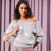 Pull col bateau manches longues gris clair femme
