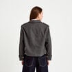 Trench droit court col tailleur gris femme