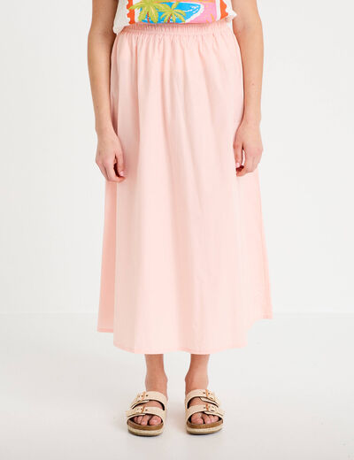 Jupe longue &eacute;vas&eacute;e taille haute rose femme