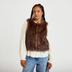 Gilet sans manches fausse fourrure marron femme