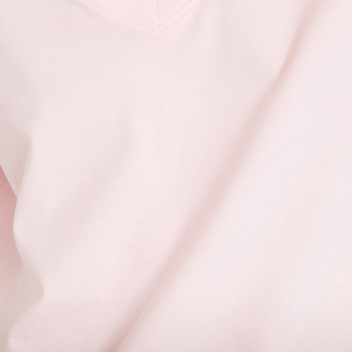 T-shirt col v manches courtes rose clair femme